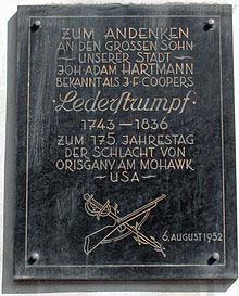 Gedenktafel an Johann Adam Hartmann, ein Vorbild des “Lederstrumpf”